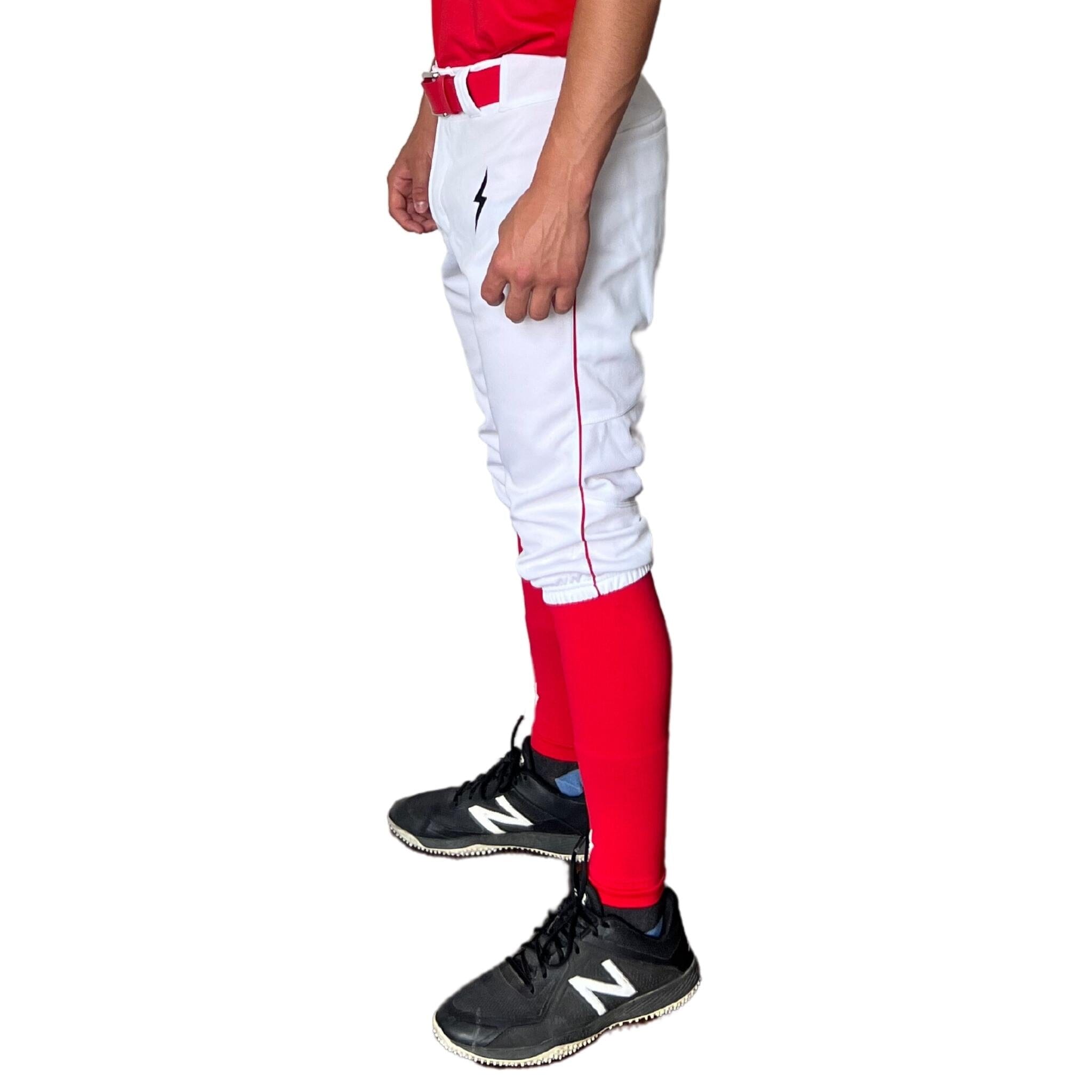 BRUCE BOLT Premium Pro Baseball Knicker – WHITE w/ Red