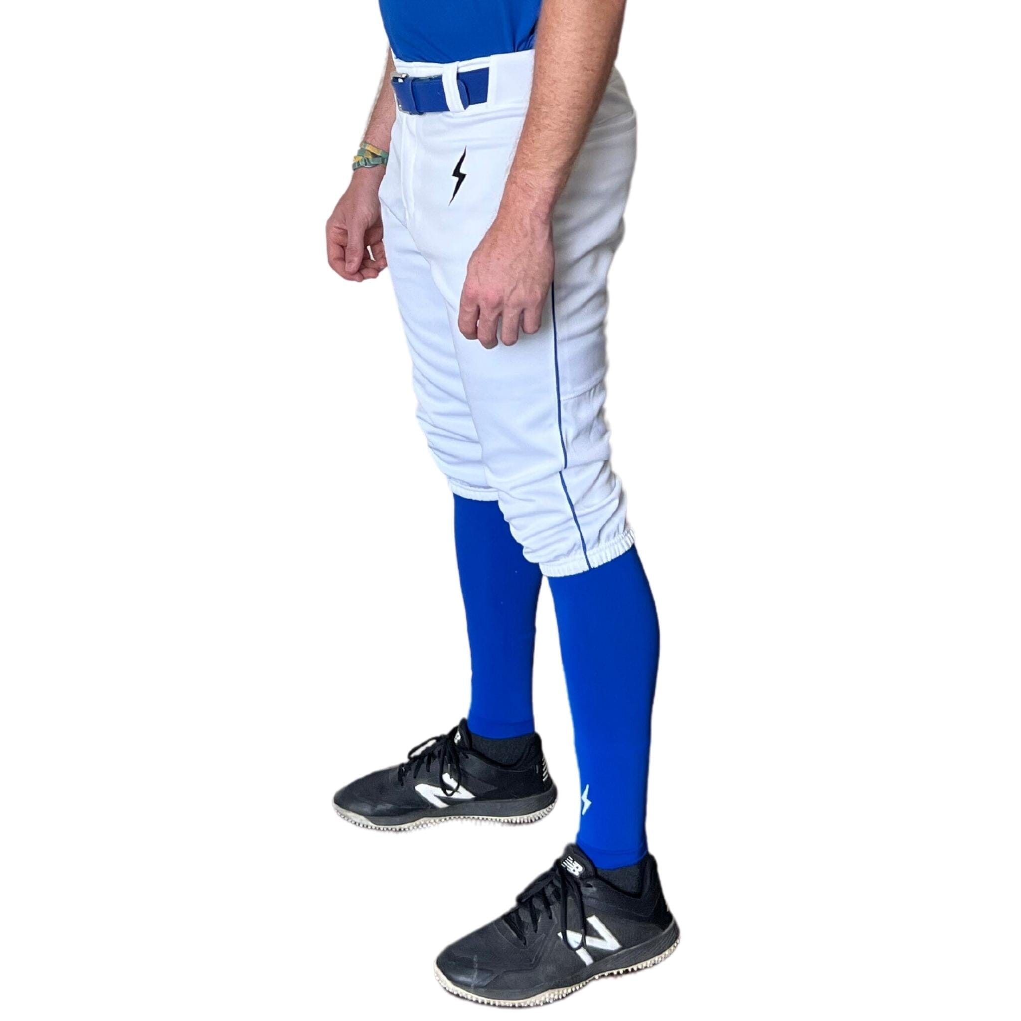 BRUCE BOLT Premium Pro Baseball Knicker – WHITE w/ Royal