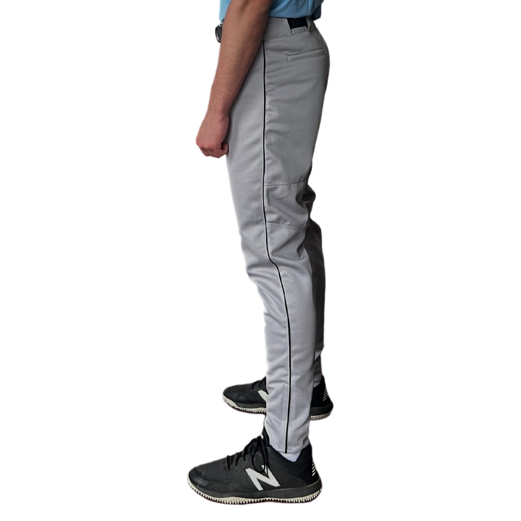 BRUCE BOLT Premium Pro Baseball Pant – GREY w/ Black Piping