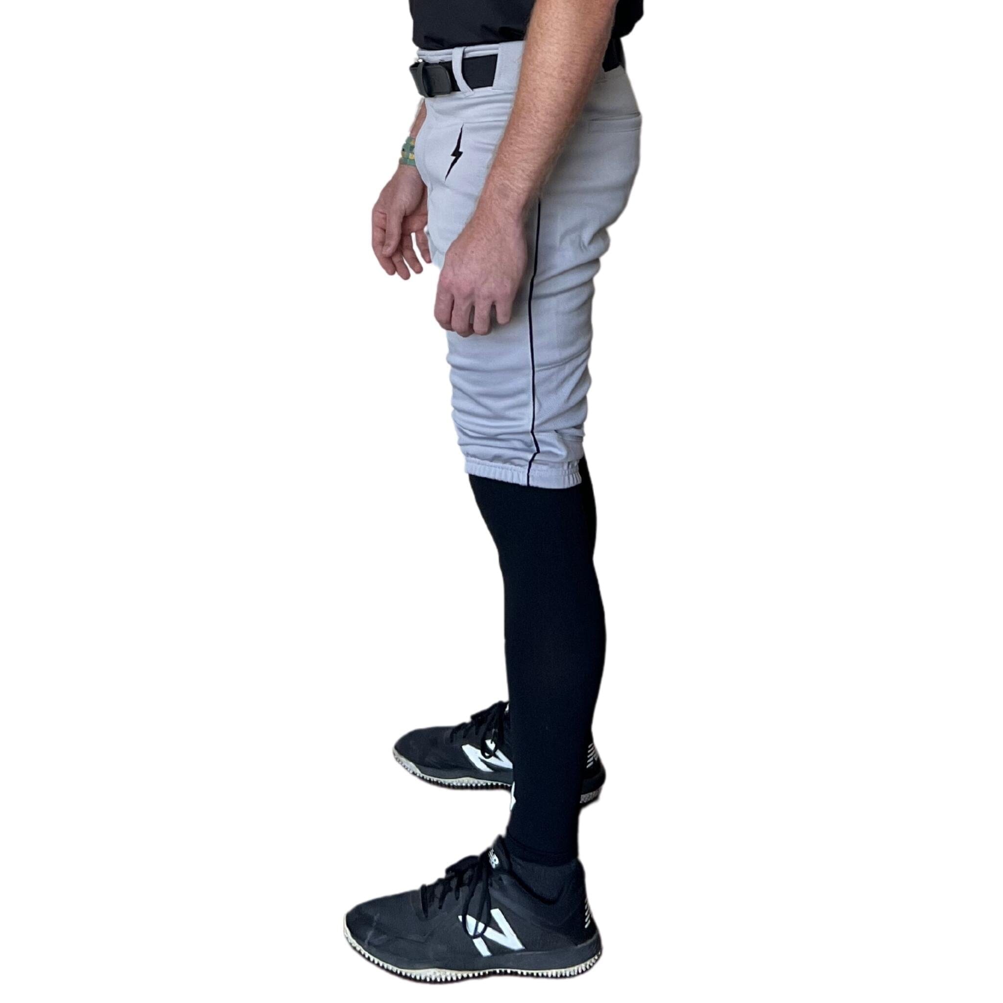 BRUCE BOLT Premium Pro Baseball Short – GREY w/ Black