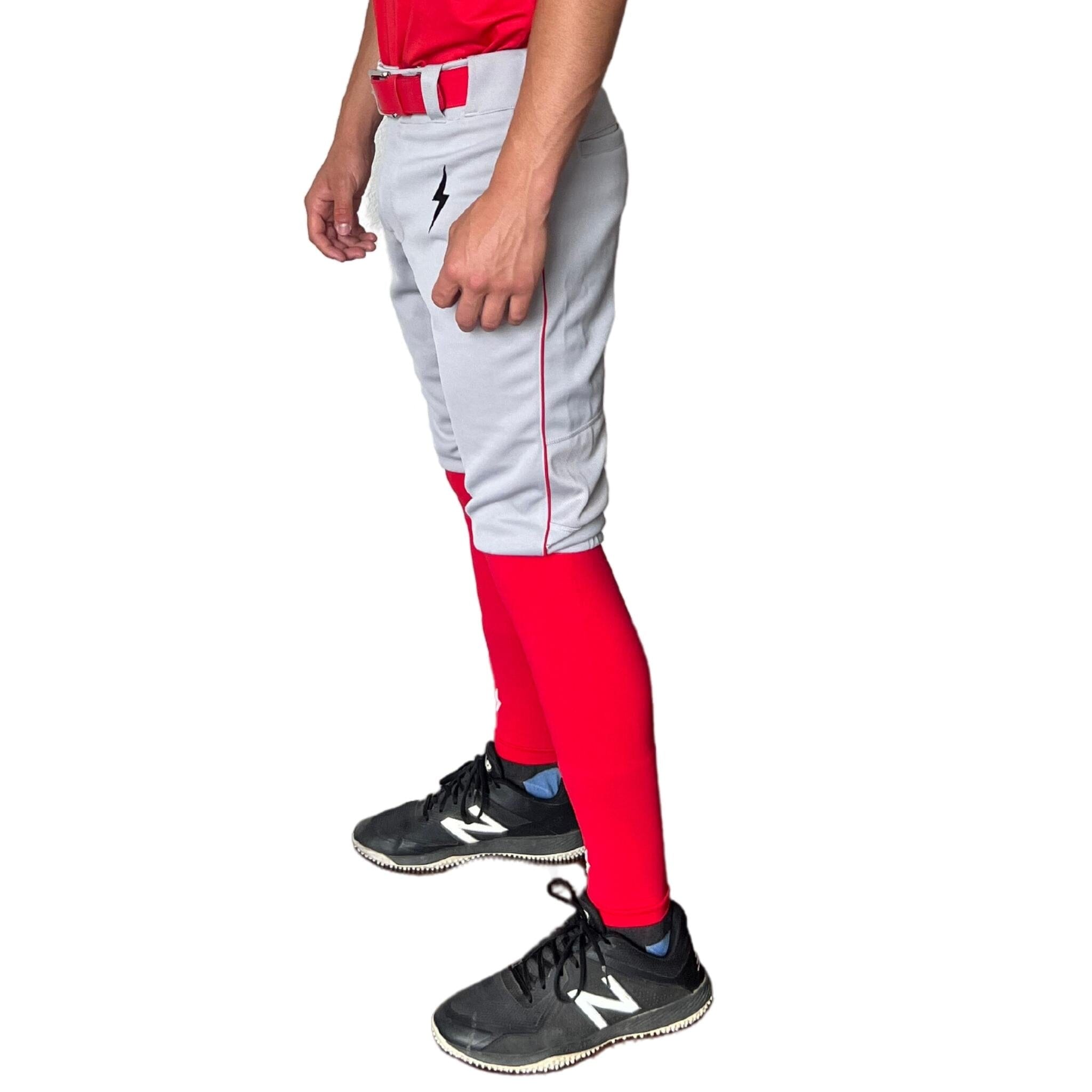 BRUCE BOLT Premium Pro Baseball Short – GREY w/ Red
