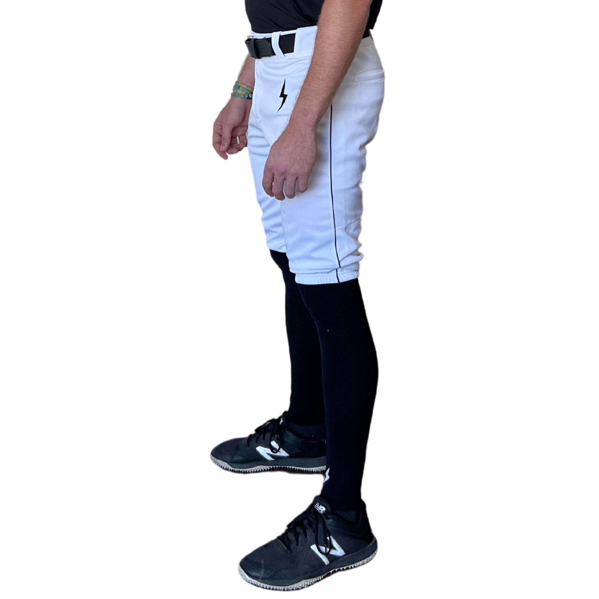 BRUCE BOLT Premium Pro Baseball Short – WHITE w/ Black