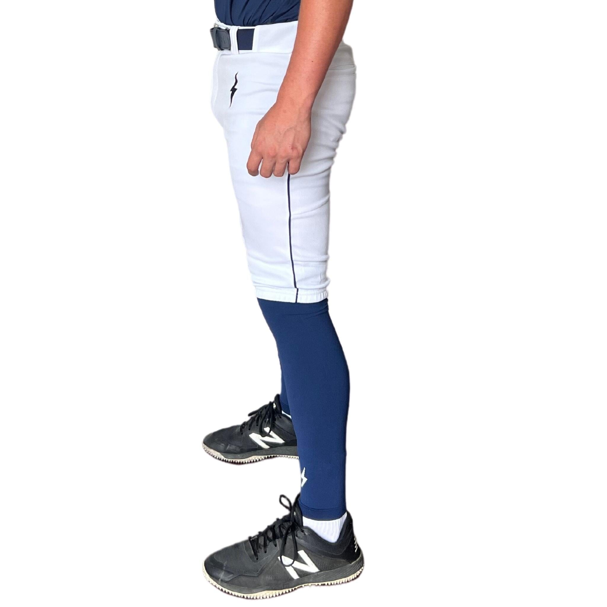 BRUCE BOLT Premium Pro Baseball Short – WHITE w/ Navy