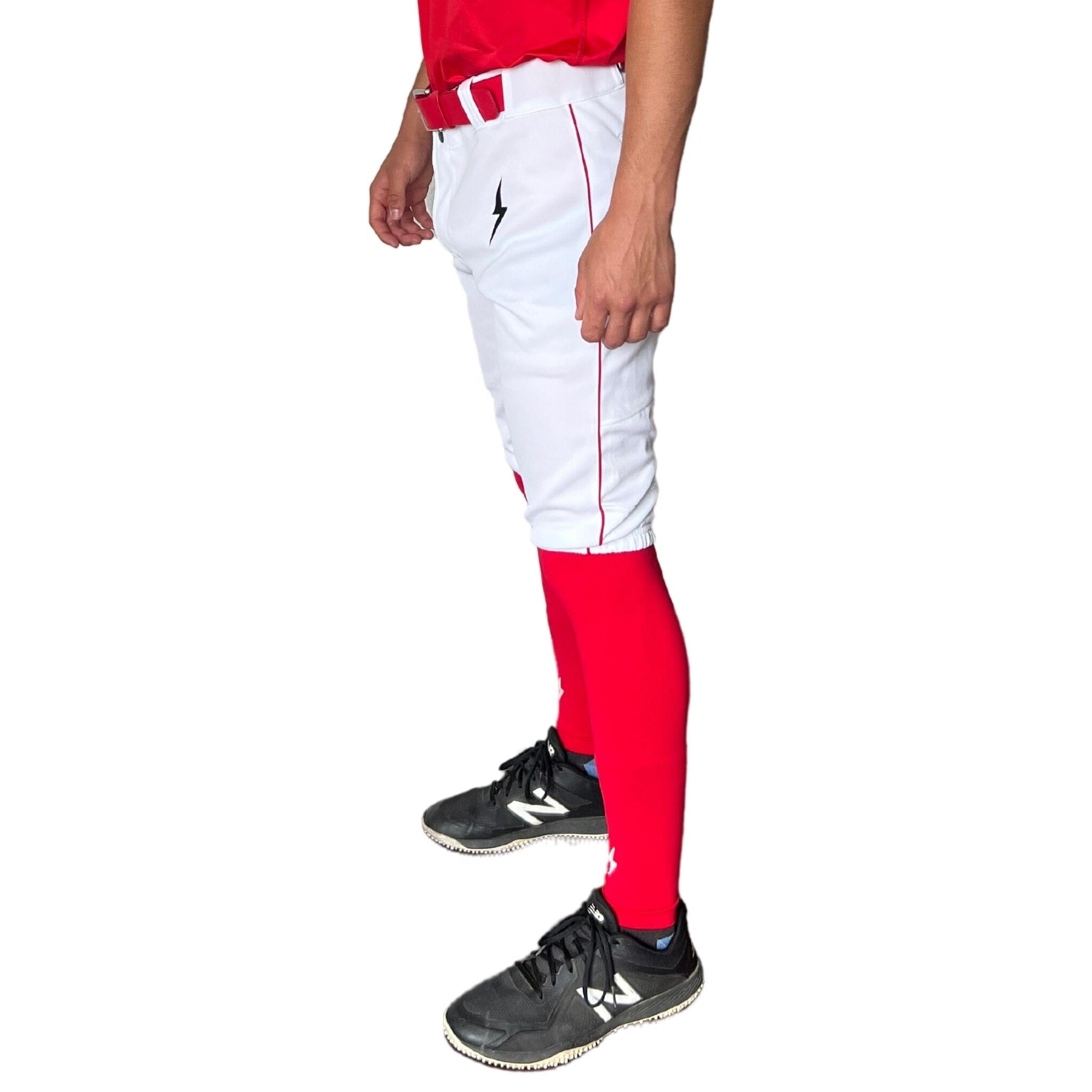 BRUCE BOLT Premium Pro Baseball Short – WHITE w/ Red