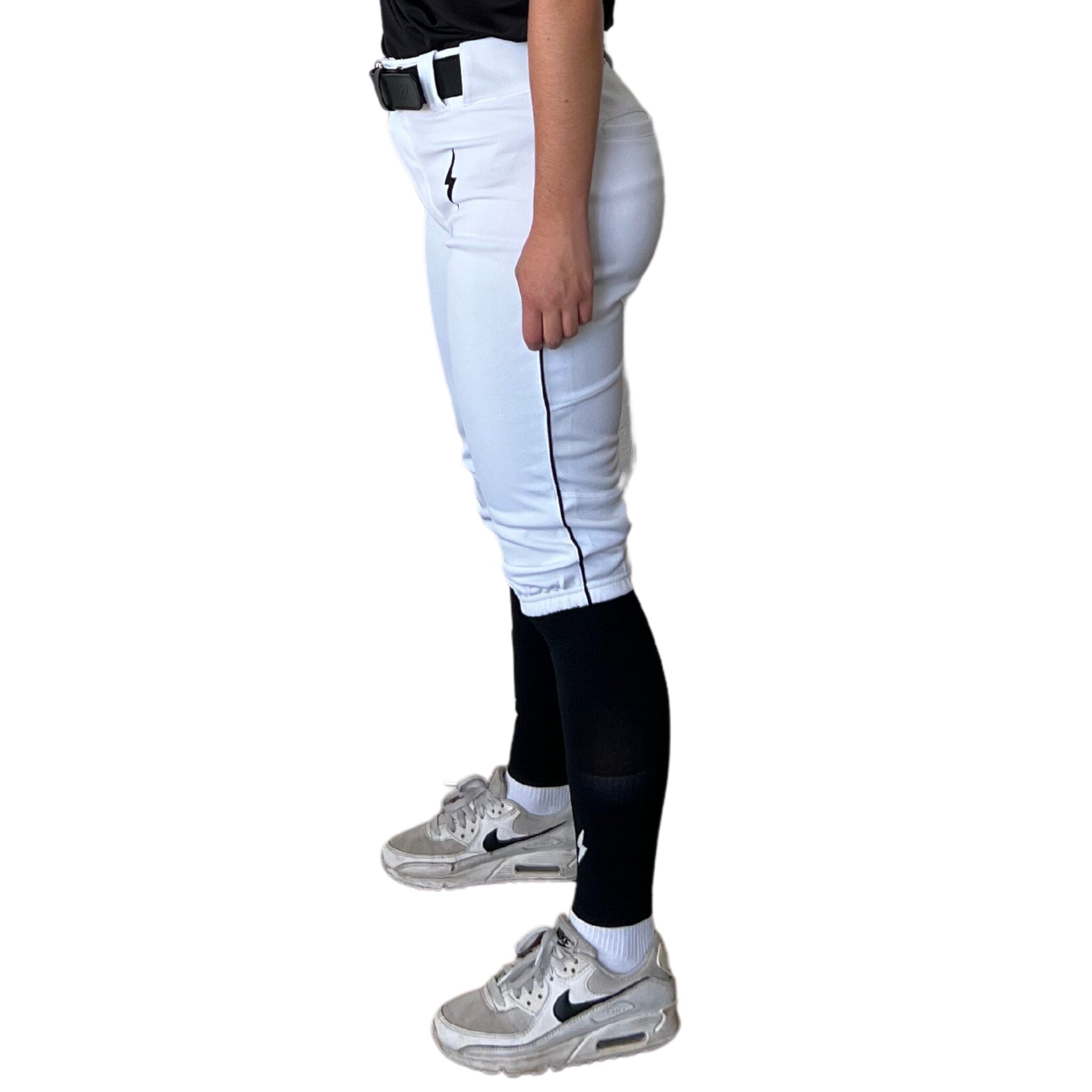 BRUCE BOLT Premium Pro Softball Knicker – WHITE w/ Black