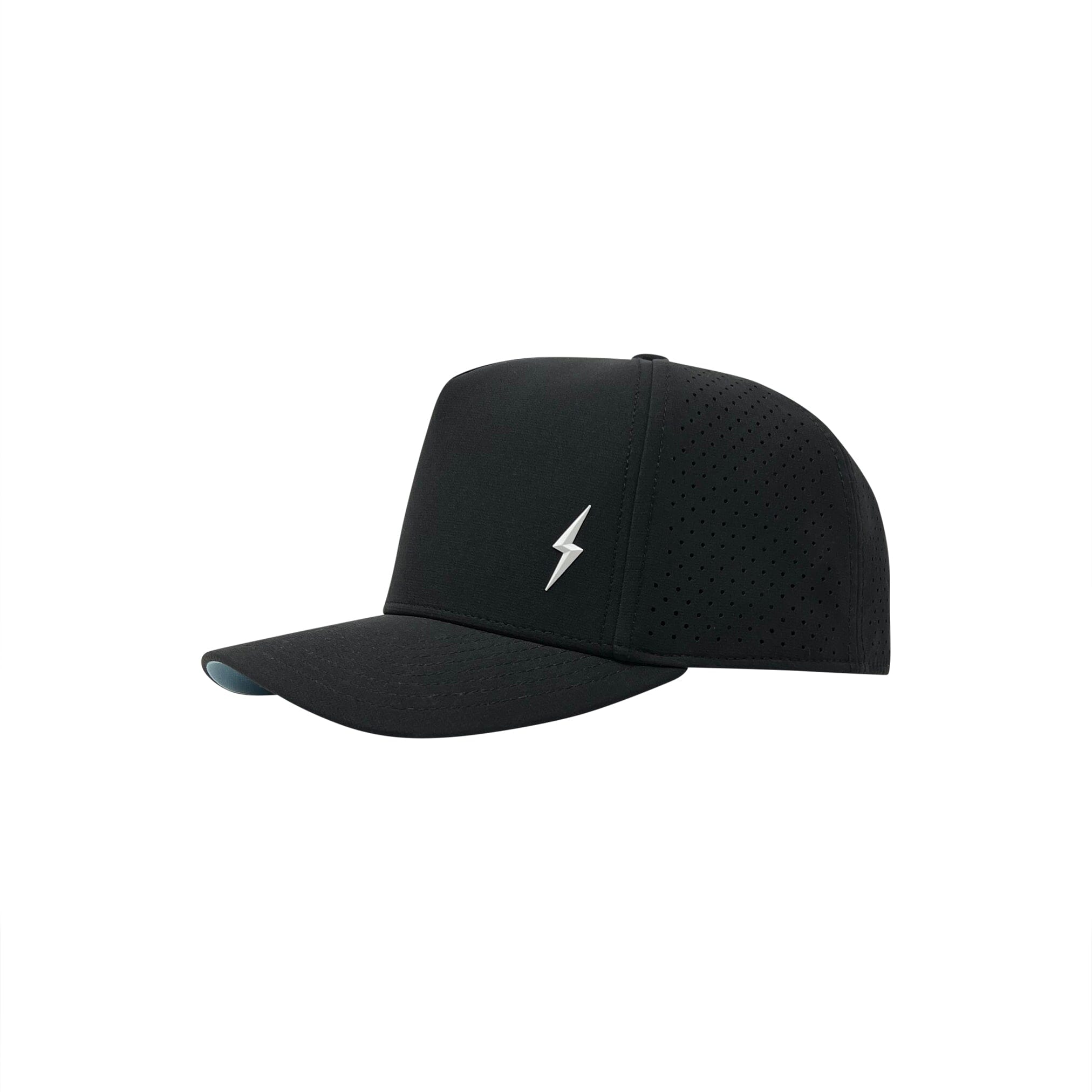 BRUCE BOLT Standard 5-Panel Snapback Hat – BLACK w/ WHITE BOLT