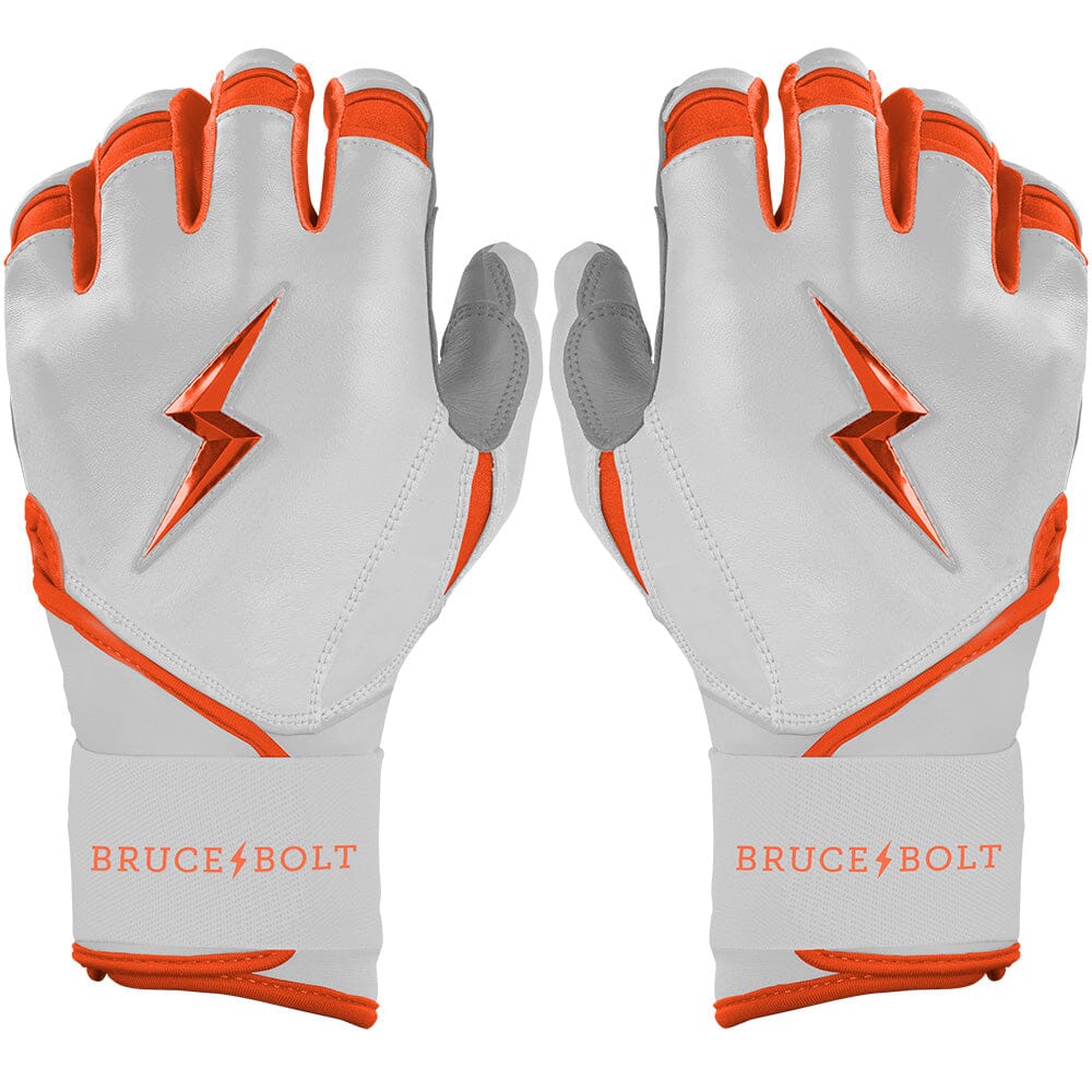 PREMIUM PRO CHROME Series Long Cuff Batting Gloves | ORANGE