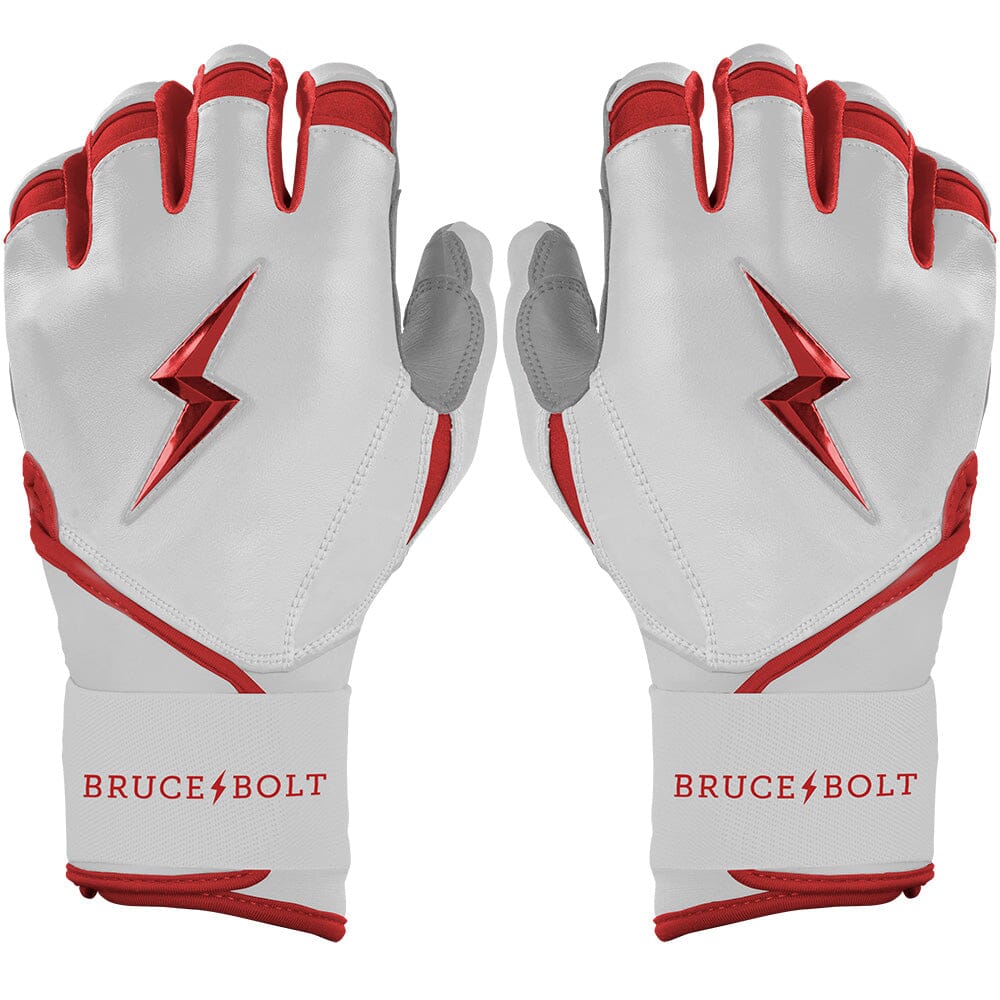 PREMIUM PRO CHROME Series Long Cuff Batting Gloves | RED