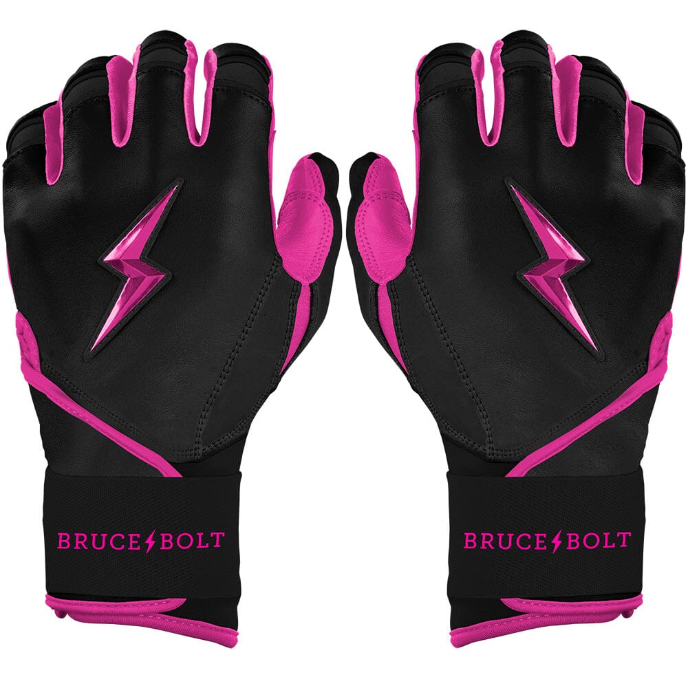 PREMIUM PRO Creator Series Long Cuff Batting Gloves | BLACK w/ HOT PINK