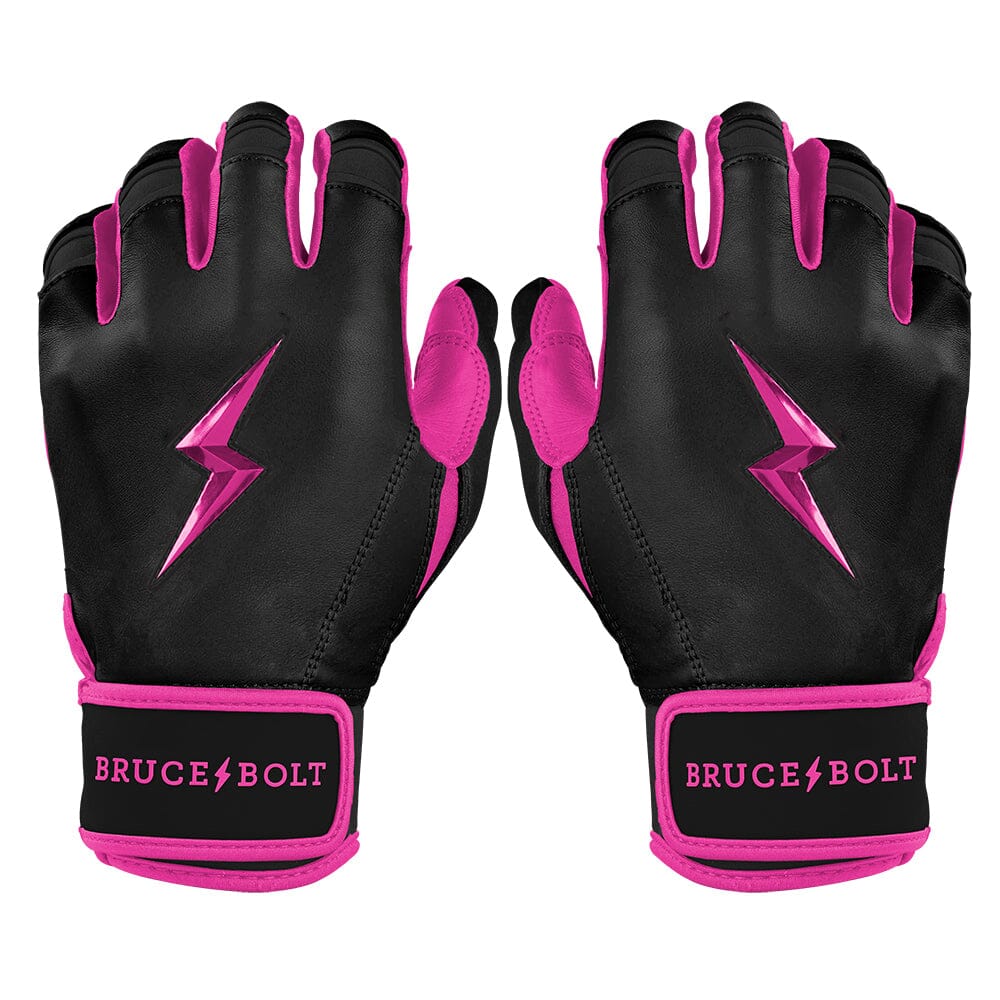 PREMIUM PRO Creator Series Short Cuff Batting Gloves | BLACK w/ HOT PINK