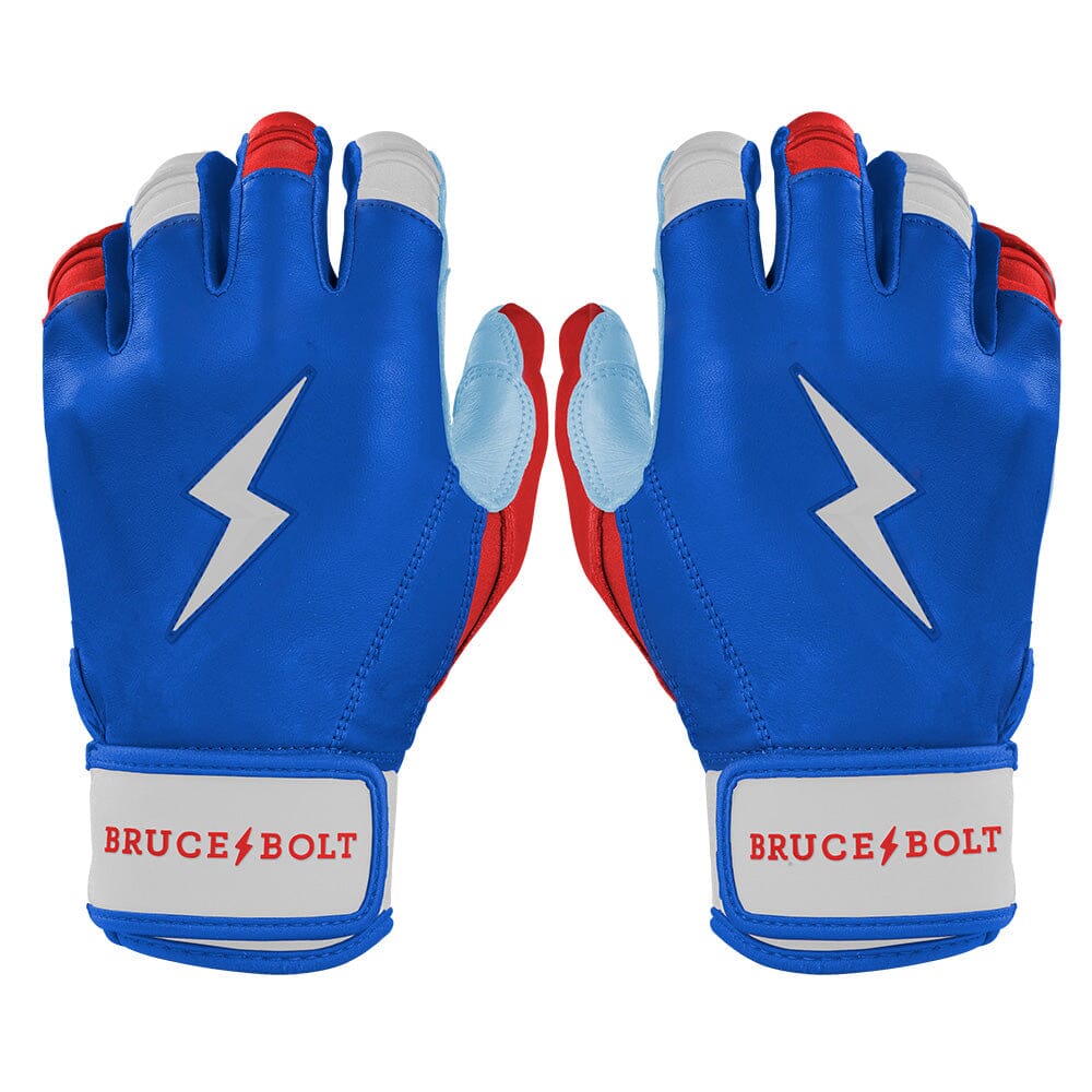 PREMIUM PRO Creator Series Short Cuff Batting Gloves | RED WHITE AND BLUE