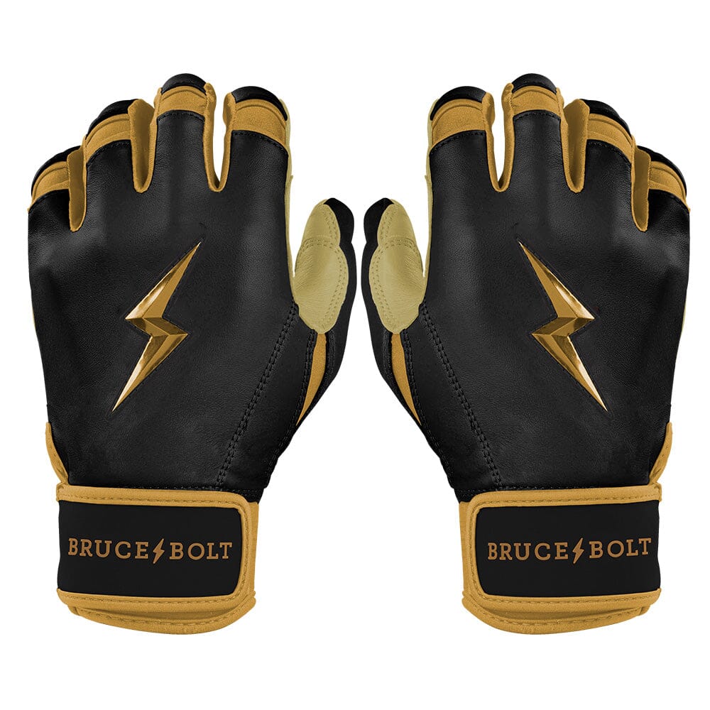 PREMIUM PRO GOLD SERIES Short Cuff Batting Gloves – Gold BLACK